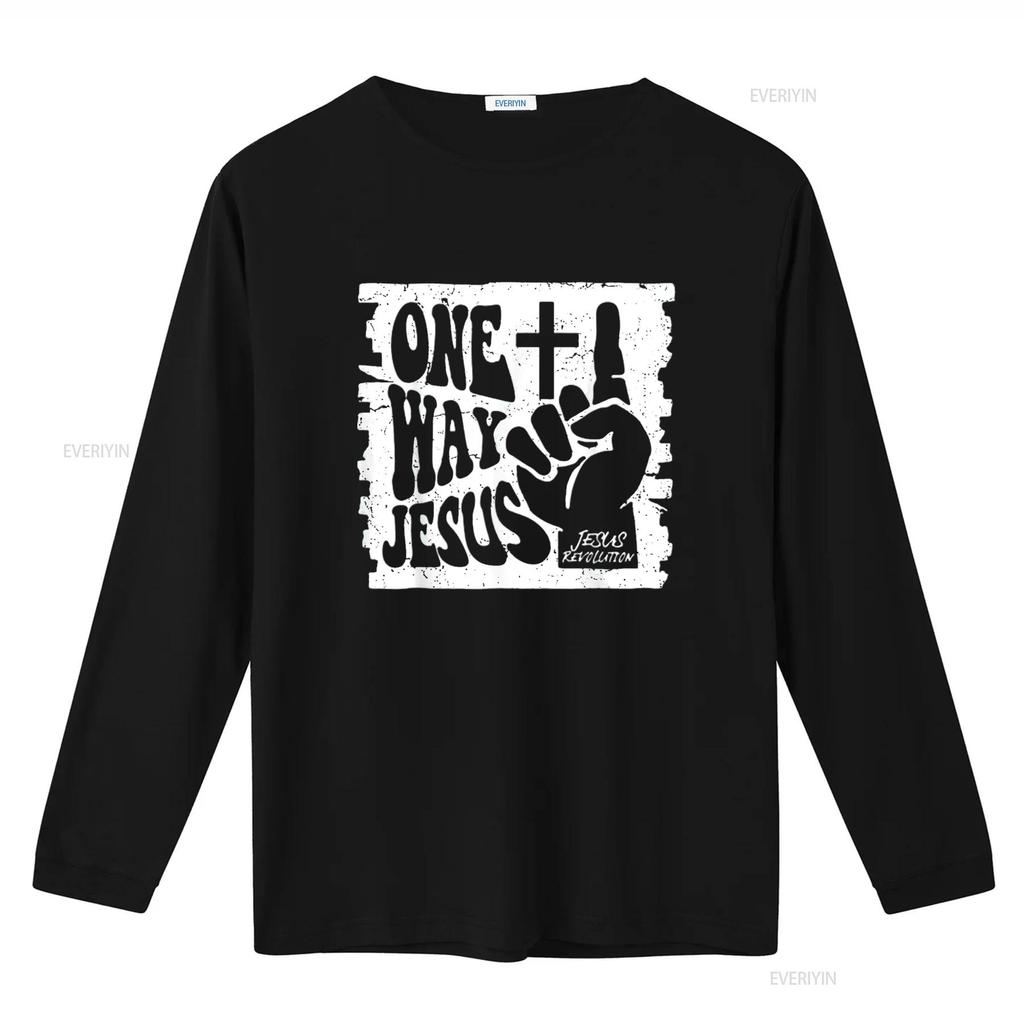 Heren Vintage One Way Jezus T-shirt Zwart X Large vintage Gewassen streetwear Comfortabele designer kleding Zacht Unisex mode