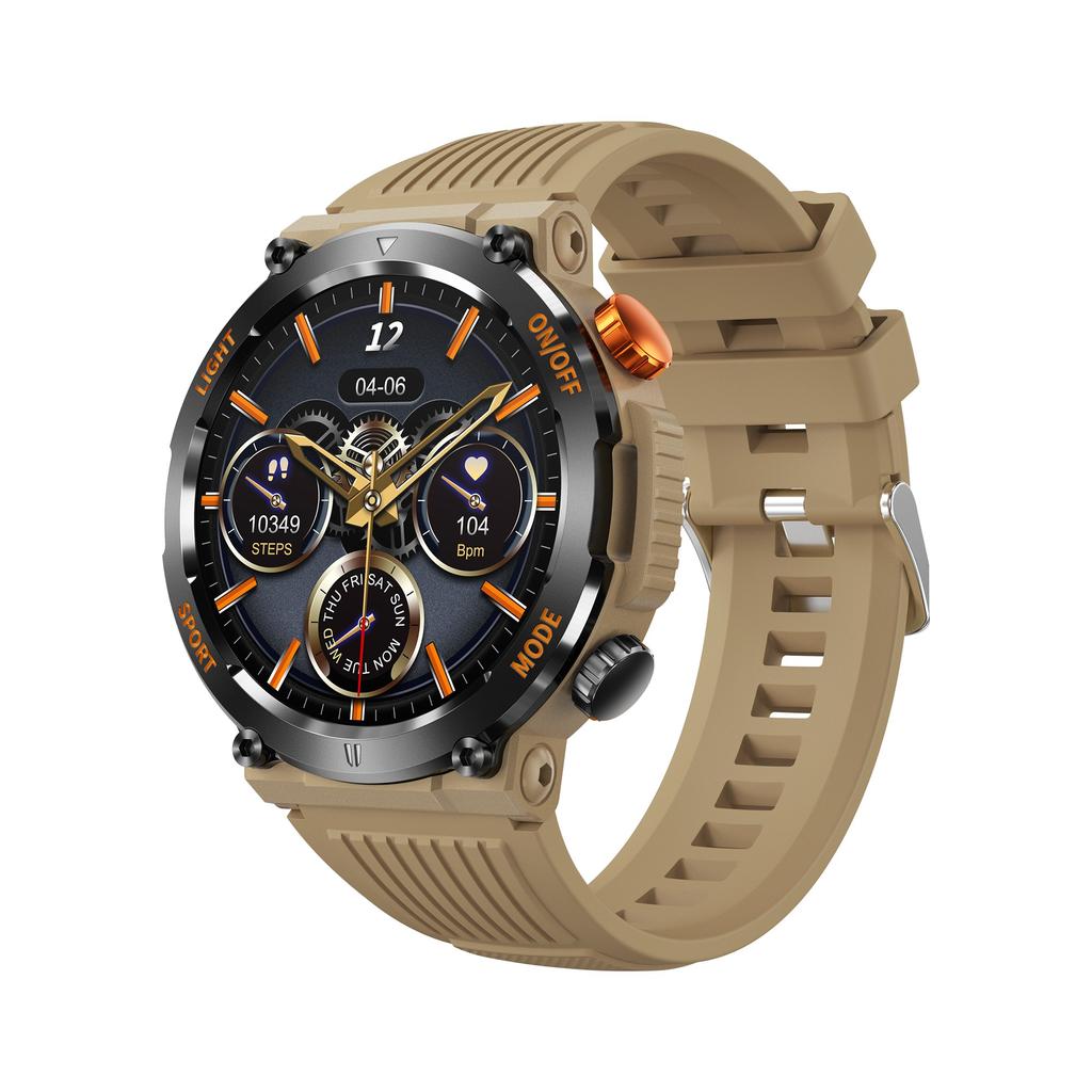 Rainbuvvy HT17 Montre Connectée Appel Bluetooth 1,46 pouces IPS IP67 Étanche Lumières LED 450mAh Fréquence Cardiaque Montre de Sport d'Extérieur