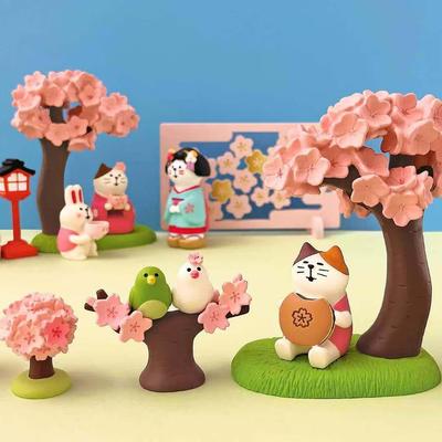 Japanese Cat Resin Figurine - Flower Festival DIY Toy Decor Gift