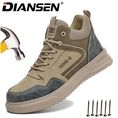 Adjustable Safety Toe Boots for Men Cushioned Work Sneakers Slip On Steel Toe Shoes Water Resistant Anti-Puncture Safety Shoes
