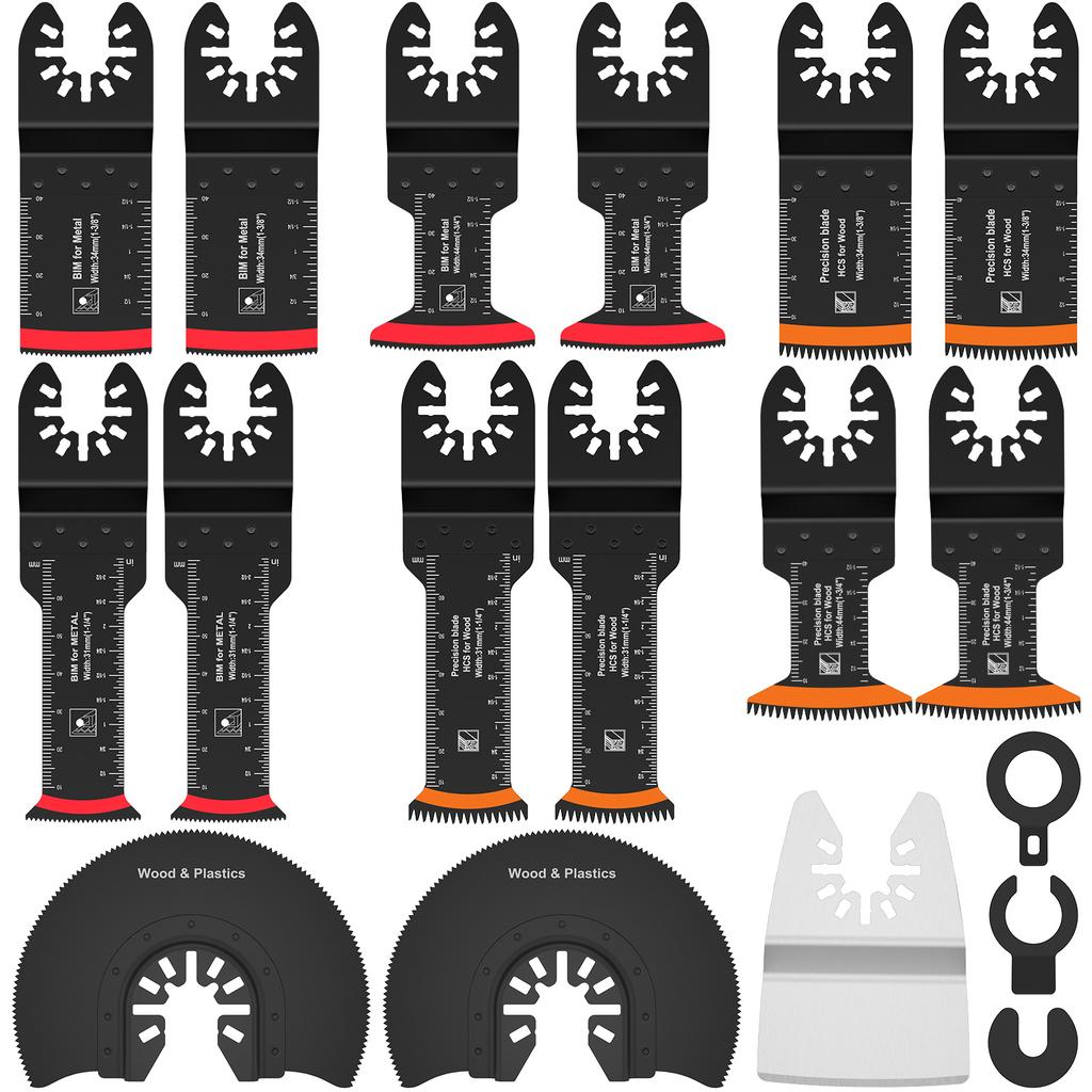 5to33Pcs Oscillating Saw Blades 20-88MM Multi-size Saw Blade High Carbon Steel Oscillating Blades Cutting Saw Blades with Gasket