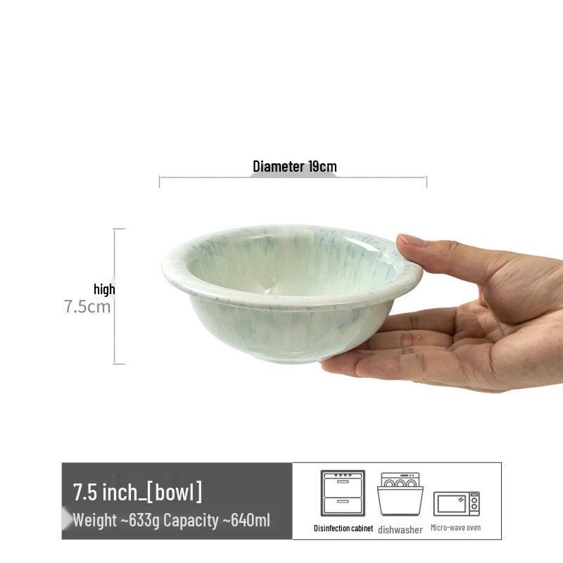 Retro Ceramic Large Bowls for Soup & Vegetables - Practical Tableware for Single Serving