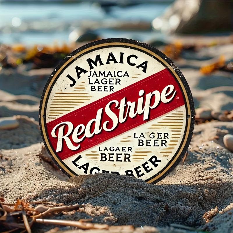 D Vintage Metal Sign Red Stripe Jamaica Lager Beer Retro Tin Wall Art Plaque for Home Bar Pub Decor Gift 20x20cm(8x8inch)