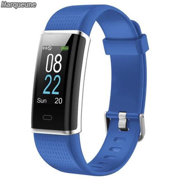 Montre Connectée Smartwatch Marqueune Etanche IP68 Cardiofréquencemètre pour Android iOS Smartphone Femme Homme Bleu