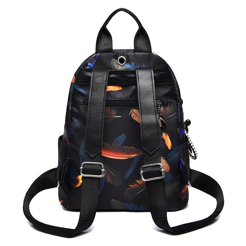 1Pc Feather Butterfly Print Backpack Female Oxford Cloth Waterproof Travel Casual Schoolbag Brand Ladies Large Capacity Backpack for Teenagers