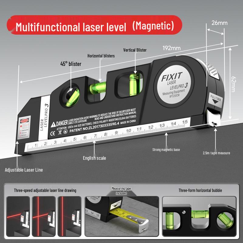 Shengtai Xin 3-in-1 Laser Level Ruler with Magnetic Infrared