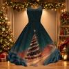 Women's Casual Retro Christmas Print Round Neck Dress, Stylish Holiday Party Outfit