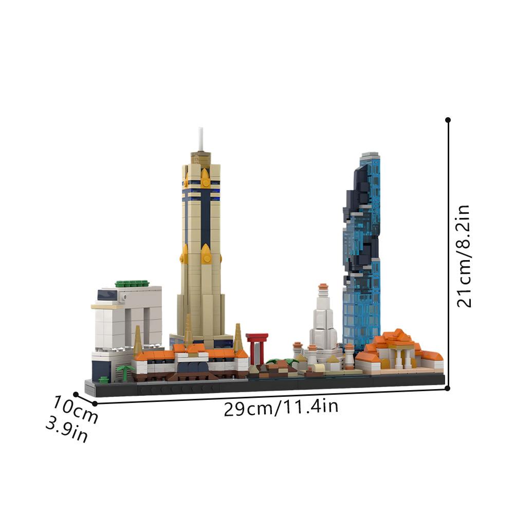 MOC Bangkok Skyline Building Blocks Model Bangkok Skyline Architectural Street View Bricks Assembly Toys Kids DIY Birthday Gifts