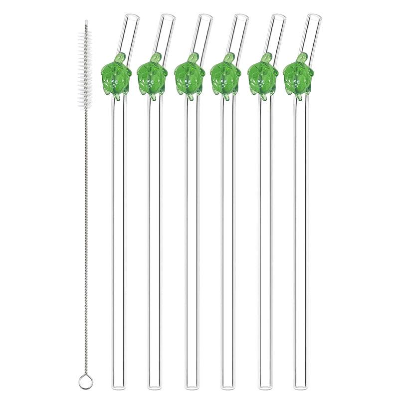 Straw Glass Straw Reusable Clear Bent Cute Straws for Drinking Smoothie Cocktail Shakes Beverages