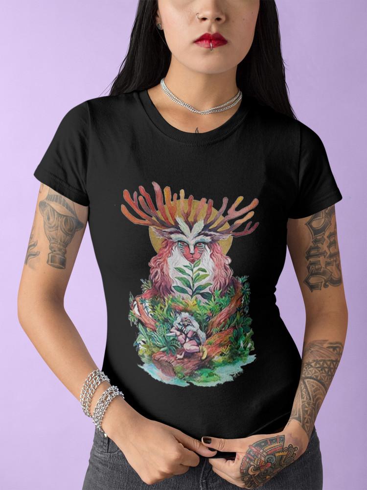 

Women s Organic T-Shirt Princess Mononoke Forest God Shirt Geek Otaku Anime Manga 4XL