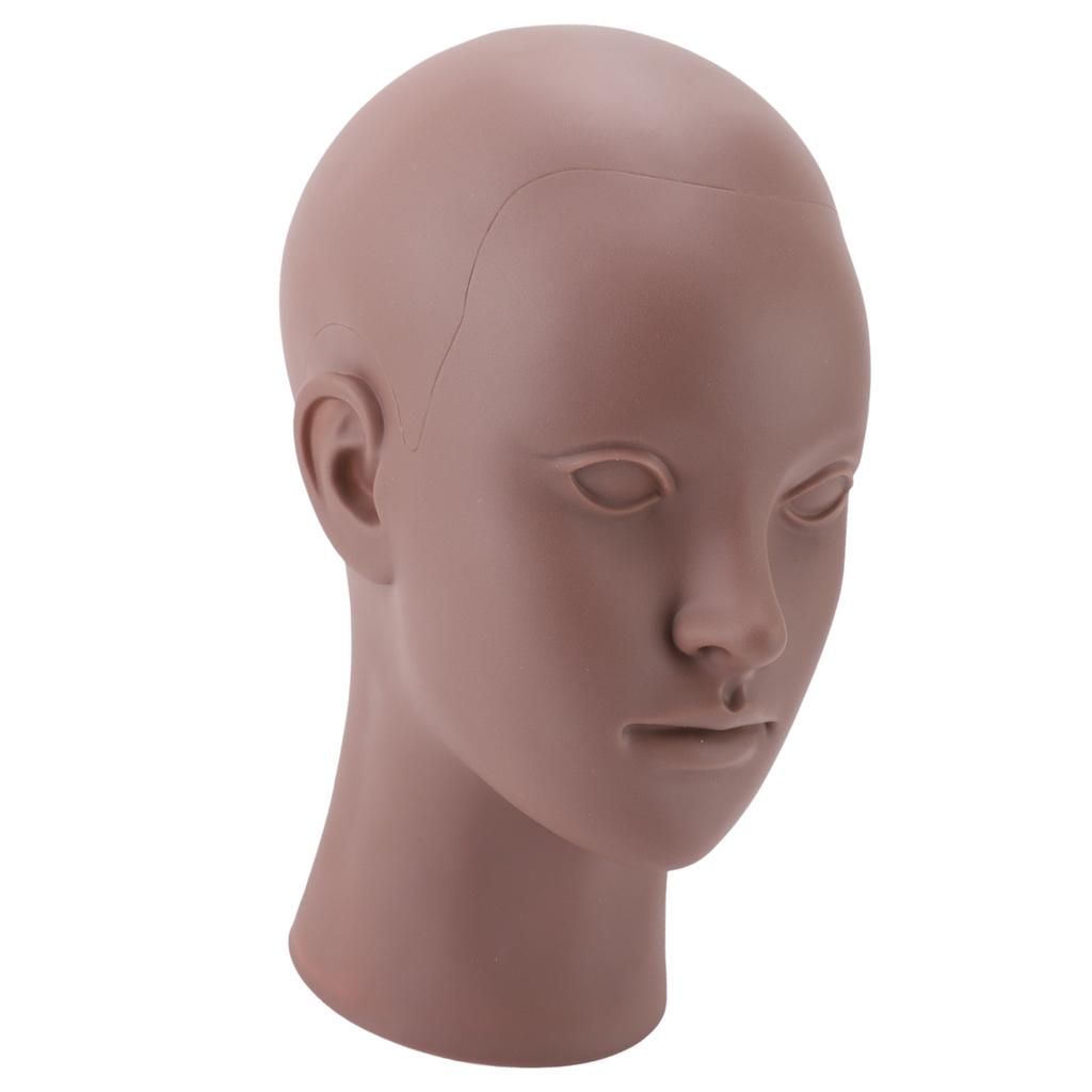 Female Bald Head Mannequin PVC Soft Rubber Human Skin Texture Makeup Practice Mannequin Head for Wig Hat Scarf Display