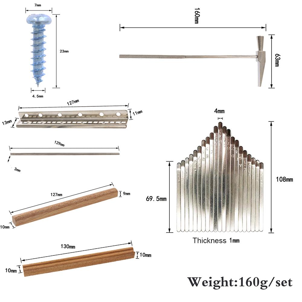 21-Tone Kalimba Keys Set with Tuning Hammer 21 Tones Finger Piano Thumb Piano Playing Pieces Steel