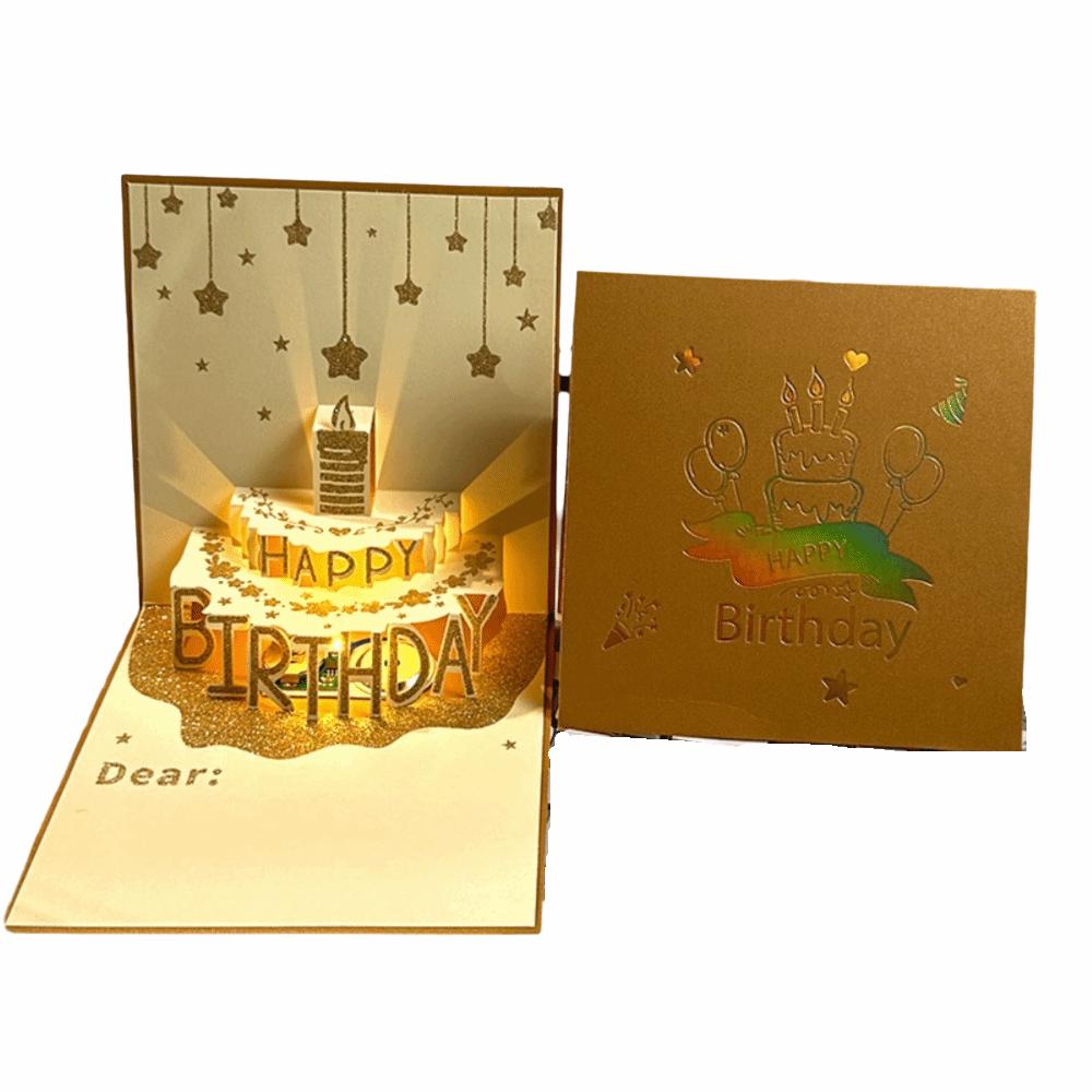 Folding Type Birthday Card 3D Light Greeting Cards New Gift Message Cards  Birthday Party Supplies