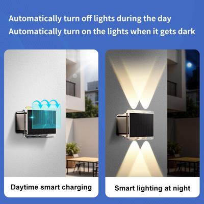 4PCS Solar Fence Lights Garden Up/Down Lighting Solar Wall Lights 4LED Solar Powered Ambient Light Waterproof Yard Pathway