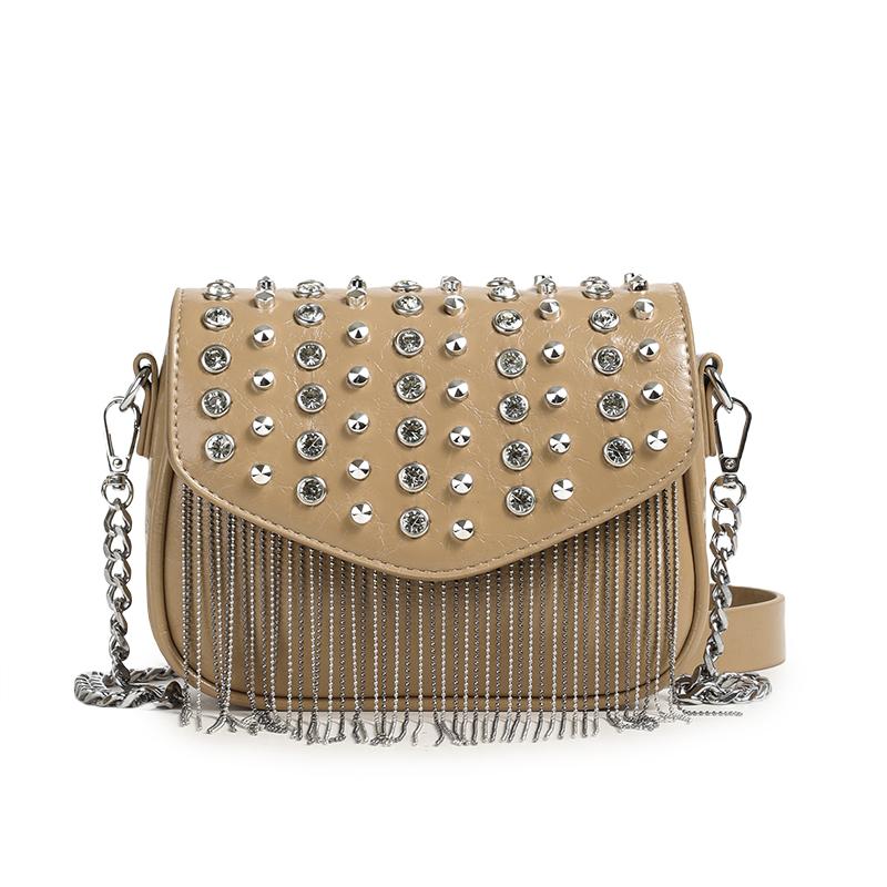 Exquisite Chains Tassel Square Shoulder Bags PU Diamonds Personality High Quality Crossbody Women's Bags 2024 Fashion Hot Trendy