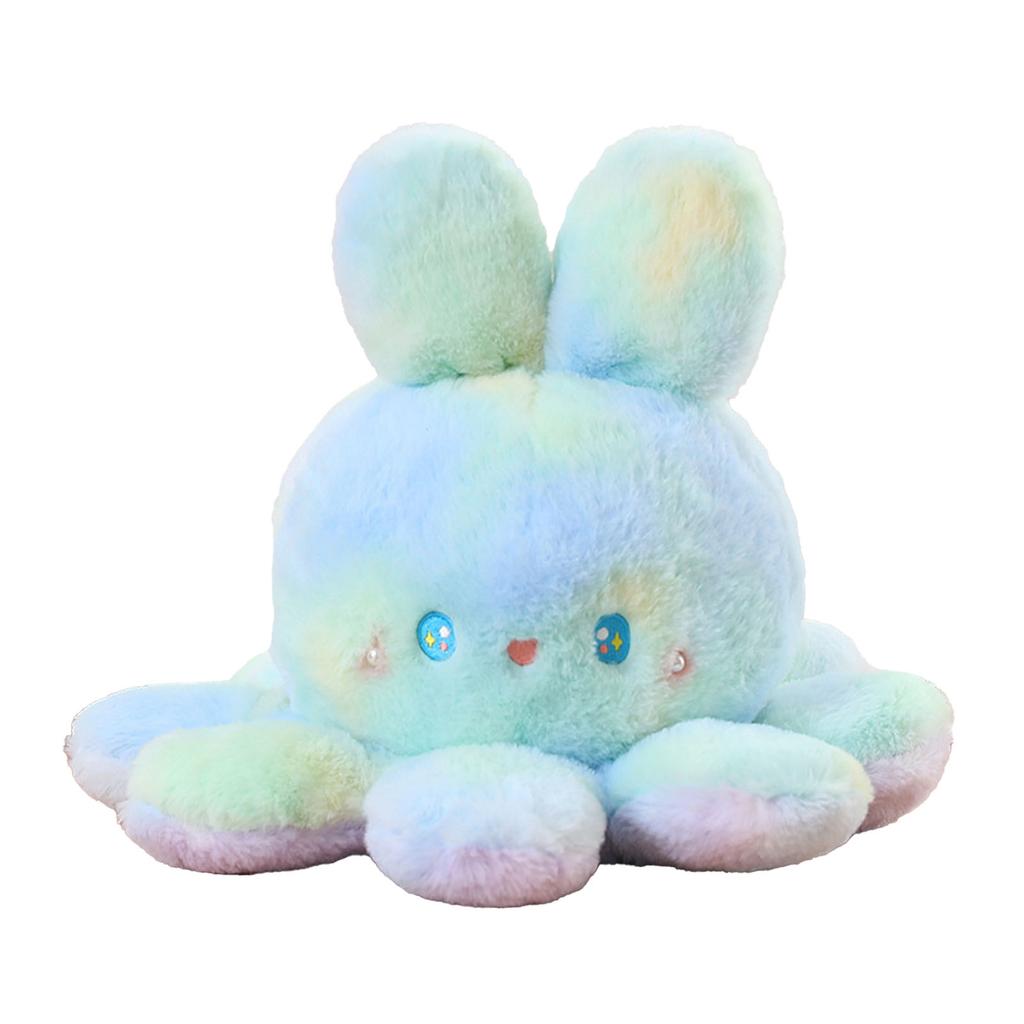 Reversible Octopus Doll Gradient Color Cute Bunny Ear Octopus Plush Toy Double Sided Stuffed Animal