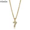 Cute Number 0 1 2 3 4 5 6 7 8 9 CZ Pendant Birthday Lucky Number Charm Necklace Rolo Chain Adjustable KN652