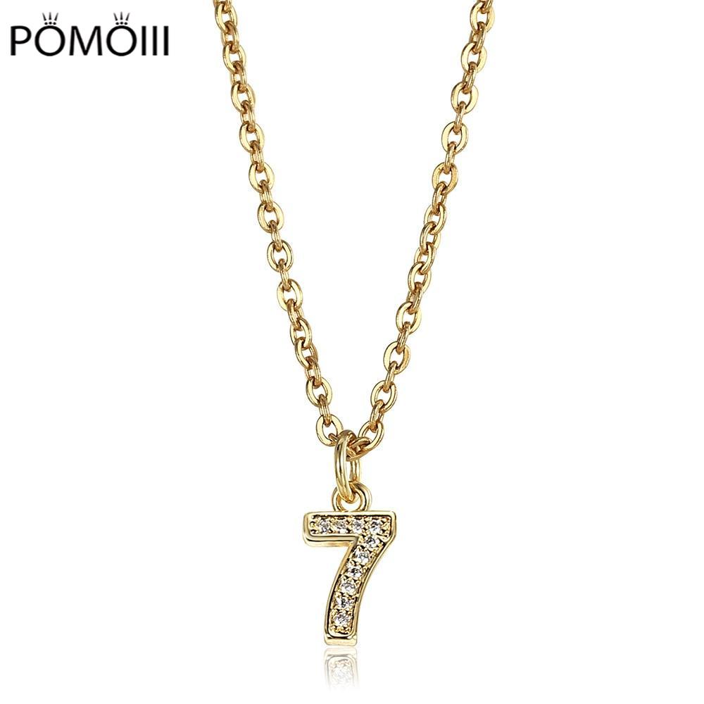 Cute Number 0 1 2 3 4 5 6 7 8 9 CZ Pendant Birthday Lucky Number Charm Necklace Rolo Chain Adjustable KN652