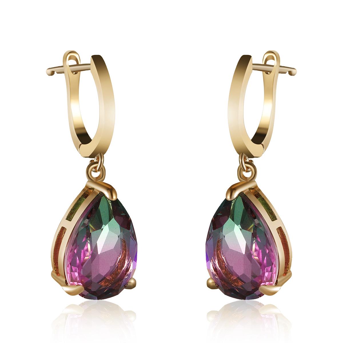 

New Tourmaline Color Teardrop Pear-Shaped Ear Cuffs - European & American Popular Creative Design