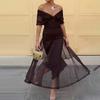 Women's Clothing, New Spring Models In Europe and America, Elegant Temperament, Off-the-shoulder Waist Dress, Long Dress, Dress.