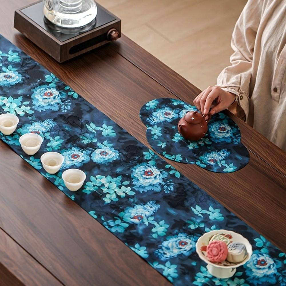 Double Sided Tea Ceremony Table Runner Vintage Long Tablecloth Zen Table Runner  Chinese Restaurant