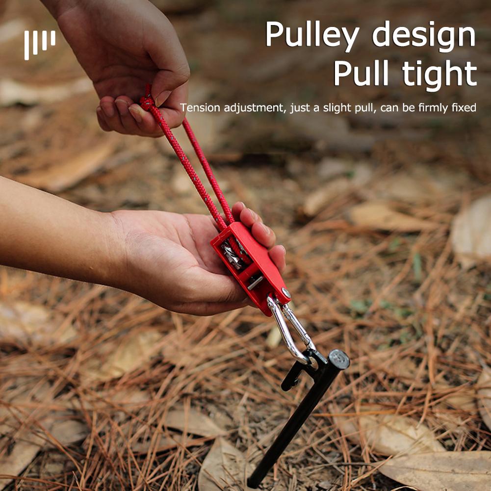4mm 4m Rope Fastener Reflective Nylon Tent Wind Rope Tensioner with Carabiner Tent Wind Rope Fixed Buckle Adjustable for Camping