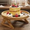 Table d'appoint pliante pour canapé Simple en bois naturel Circulaire Plateau pour canapé Usage domestique Couleur bois de bambou Portable à clipser sur l'accoudoir Plateau pour snacks