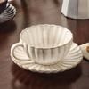 Exquisite Ceramic Coffee Cup Plate Set Flower Shaped Pottery Drinkware Set  Household Use