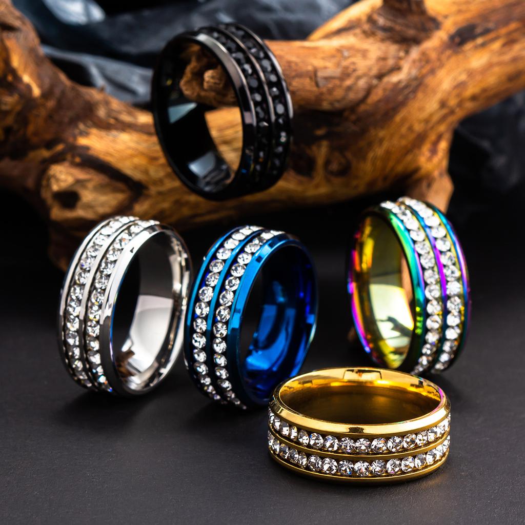 Titanium Steel Couple Ring Zircon Decor Simple Fashion Party Finger Accessories Birthday Gift For Young Girls