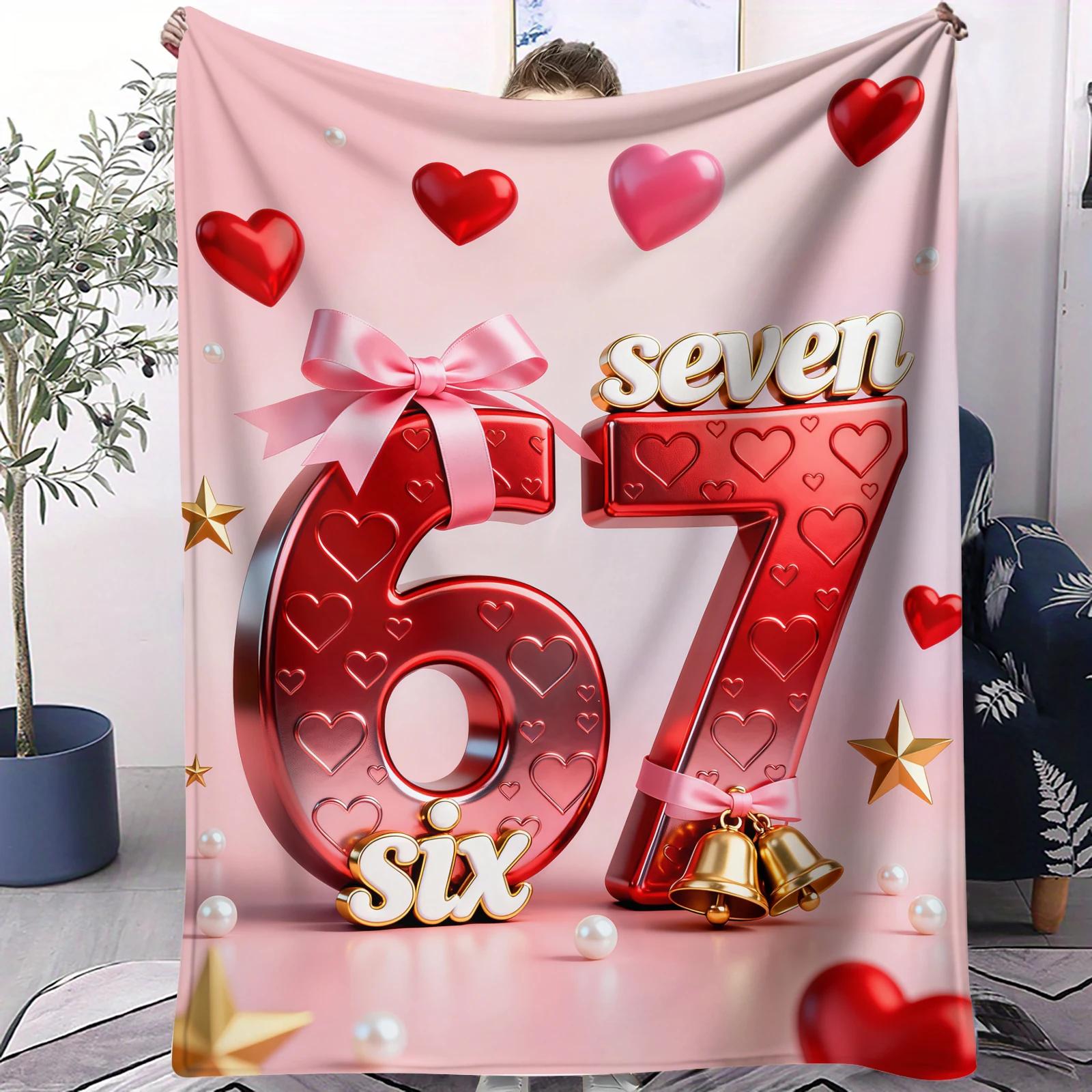 

67 Six Seven Element pattern Flannel printed blanket suitable for all seasons suitable for living room office sofa and travel 75x100cm (30x40inch)