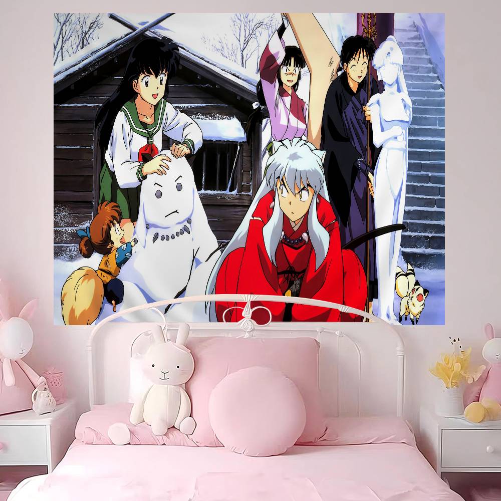 Japanese Anime Inuyasha Anime Tapestry Hanging Tarot Hippie Wall Rugs Dorm Wall Hanging Sheets