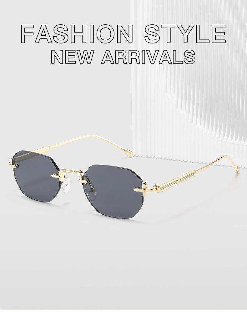 Sleek Rimless Cut-Edge Sunglasses - Stylish Women's Street Style & Sun Protection