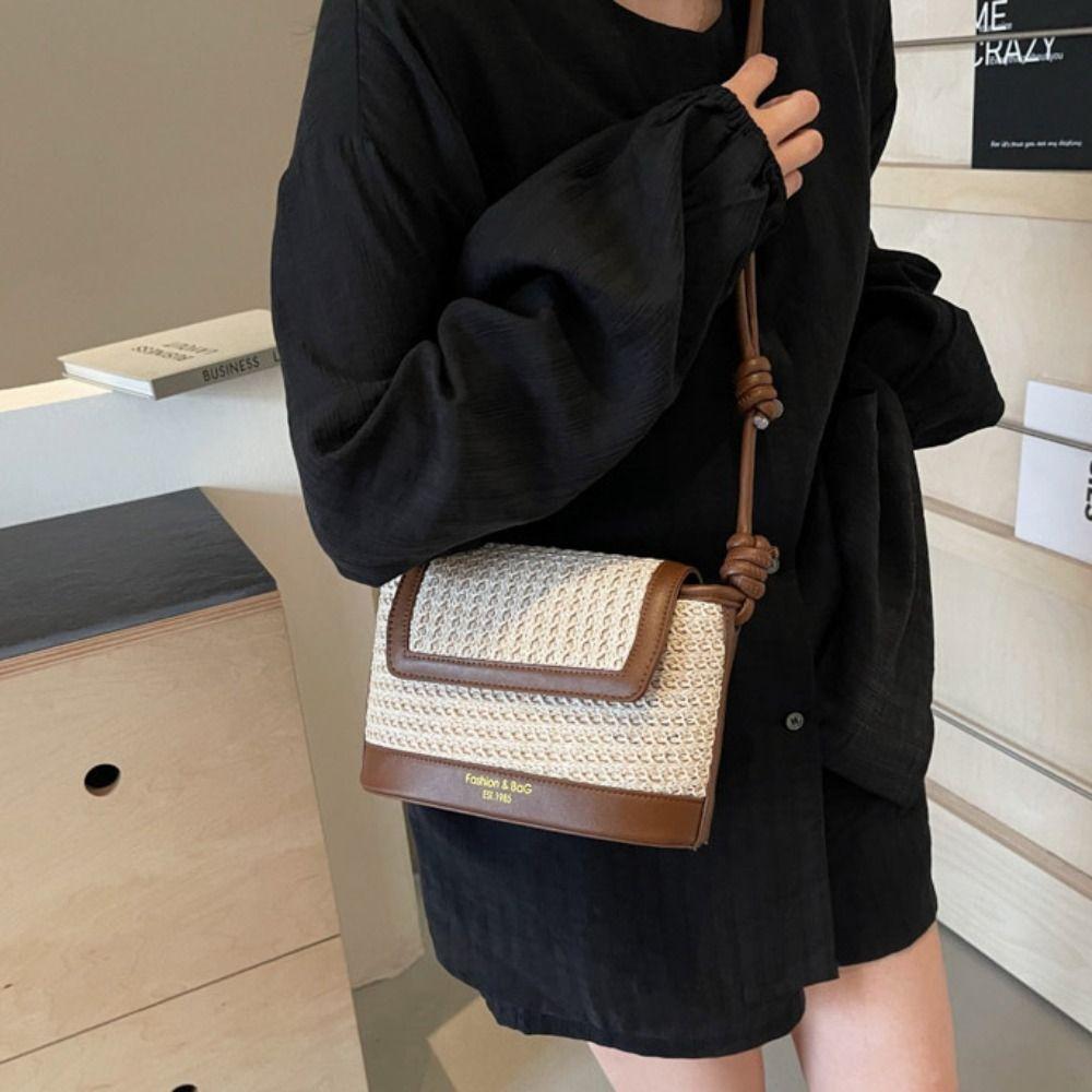 Shopping Bag Straw Bag Colorful Bohemian Shoulder Bag Simple Weave Bag  Girls