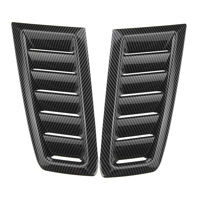 Pair Universal Front Bonnet Vents Hood Trim Cover For Ford Focus RS ST MK2 MK3 Style ABS Glossy Black / Carbon Look