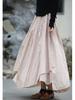 25 Small Warm Spring-Summer All-Cotton Irregular Swing Long Skirt, Literary Cotton-Linen Half-Body Skirt with Elastic Waist, Retro Style