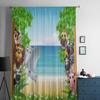 Funny Animal Cartoon With Tropical Beach Window Curtains Sheer Chiffon Tulle Curtain Home Living Room Backdrop Decoration