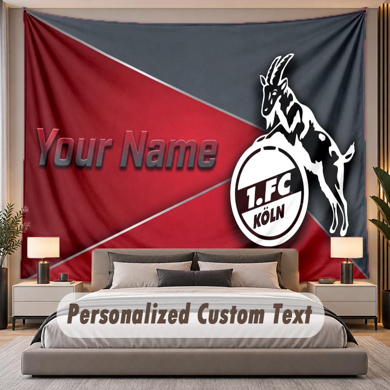 Custom Name Text Tapestry FC Köln Personalized Polyester Wall Tapestry For Bedroom And Room
