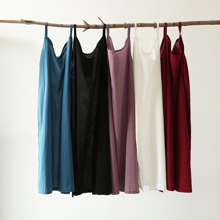 2025 Spring/Summer Women's Versatile Cotton Linen Mid-Length Vest Camisole