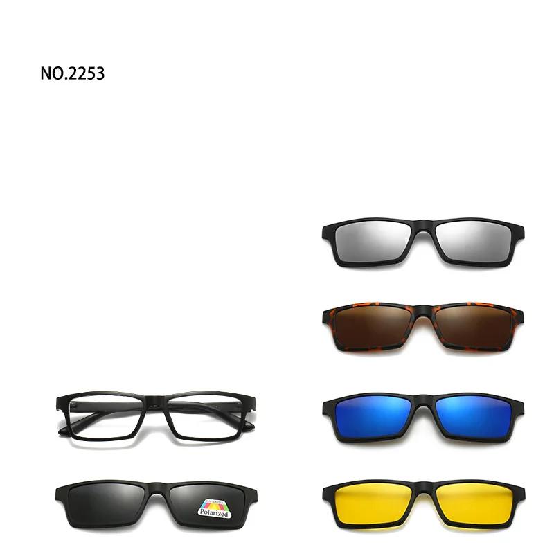 6 In 1 Magnetic Clip Sunglasses prescription Spectacles Men Women Polaroid Night Vision Lenses Glasses
