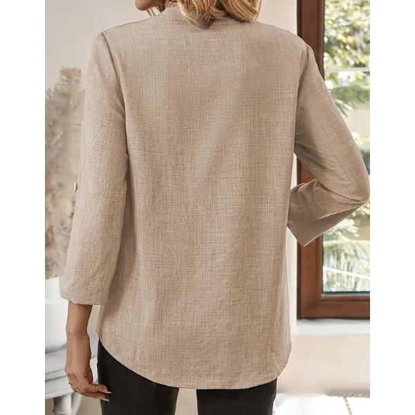 Spring/Summer Women's Plus Size V-Neck Solid Color Loose Fit Shirt