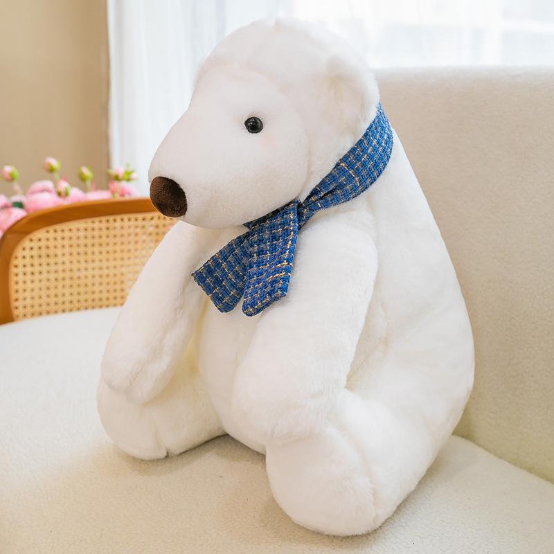 

Cute Polar Bear Doll Sitting Scarf Big White Bear Plush Toy Children s Doll Birthday Gift 26cm