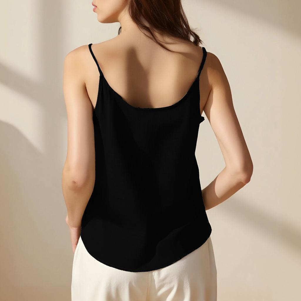 Dames Modeuze En Casual Mouwloze Katoen en Linnen Top