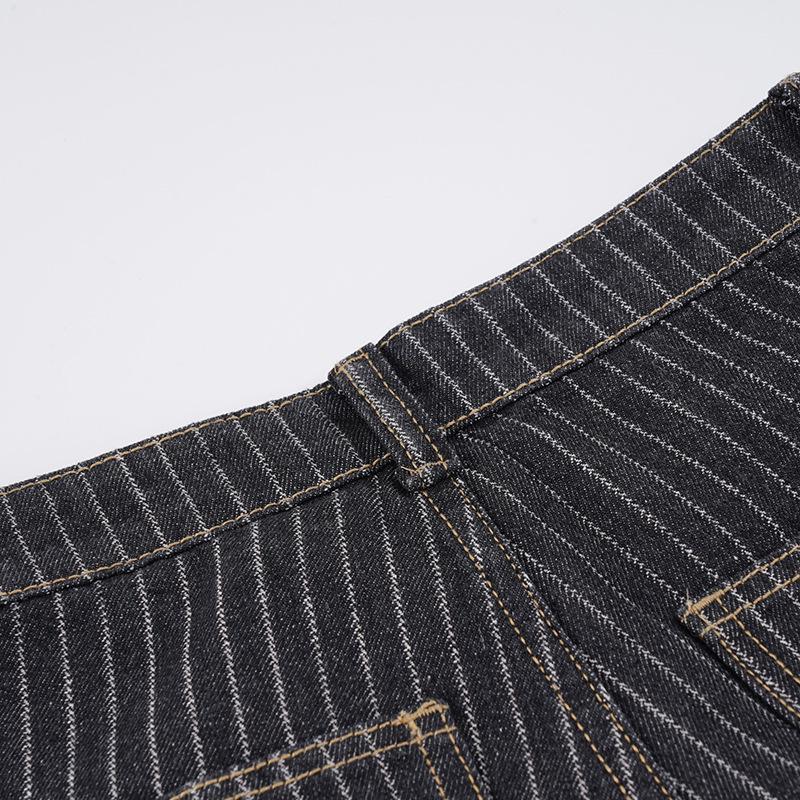 Herbst Retro Gestreifte Weite Jeans - Street Style Lockerer Schnitt