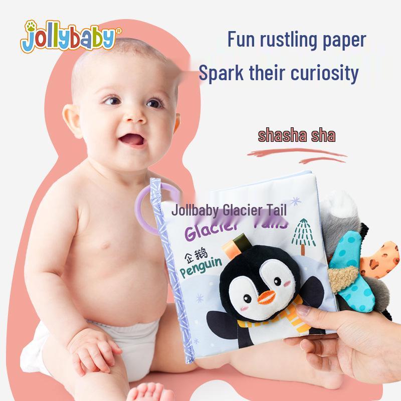 Jollybaby 3D Animal Tail Cloth Book for Infants: Tear-Resistant Early Education Toy 0-1 Year