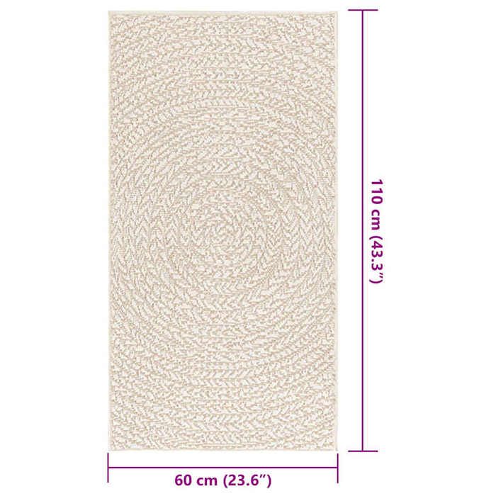 VidaXL Tapis ZIZUR crème 60x110 cm aspect de jute intérieur extérieur, tapis d'extérieur, tapis de sol, tapis d'intérieur, 4010371