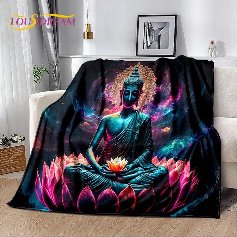 HD Buddha Buddhismus Víra Meditující Náboženství Sakyamuni Bodhisattva Modlitební deka Měkká deka pro domácí postele Pohovka Kid