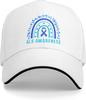 ALS Awareness Rainbow Ribbon Print Baseball Cap Polyester Adjustable Casual Sports Hat for Men Women