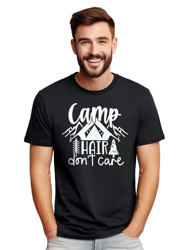 Cam_Hair_Don't _Care T-Shirt Mens Womens Tees Top - Funny and Carefree! Funny T-Shirt Mens Womens Tees Top, Unisex Printed