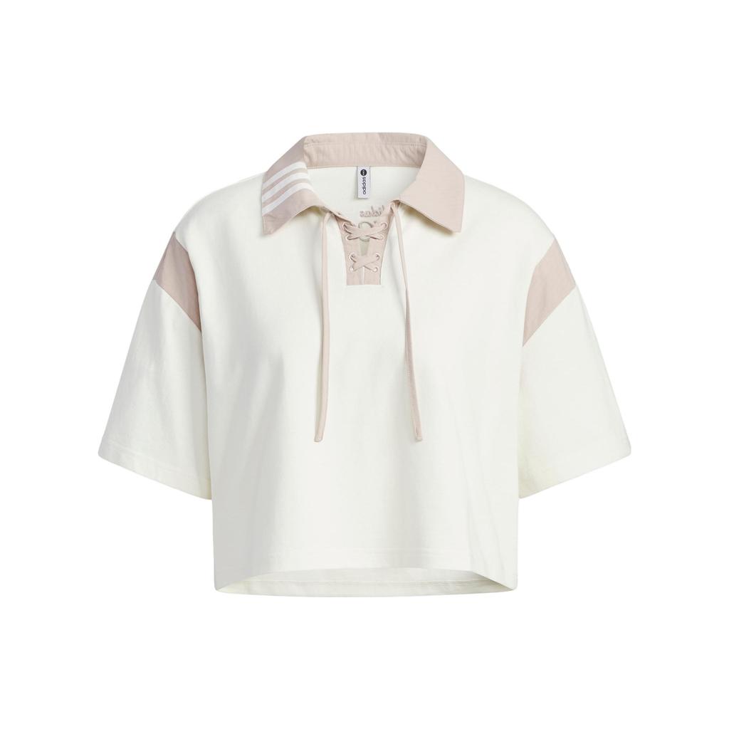 Adidas Neo Logo Embroidered Patchwork Polo Fit Short Sleeve T-Shirt Women Tops White IK6081