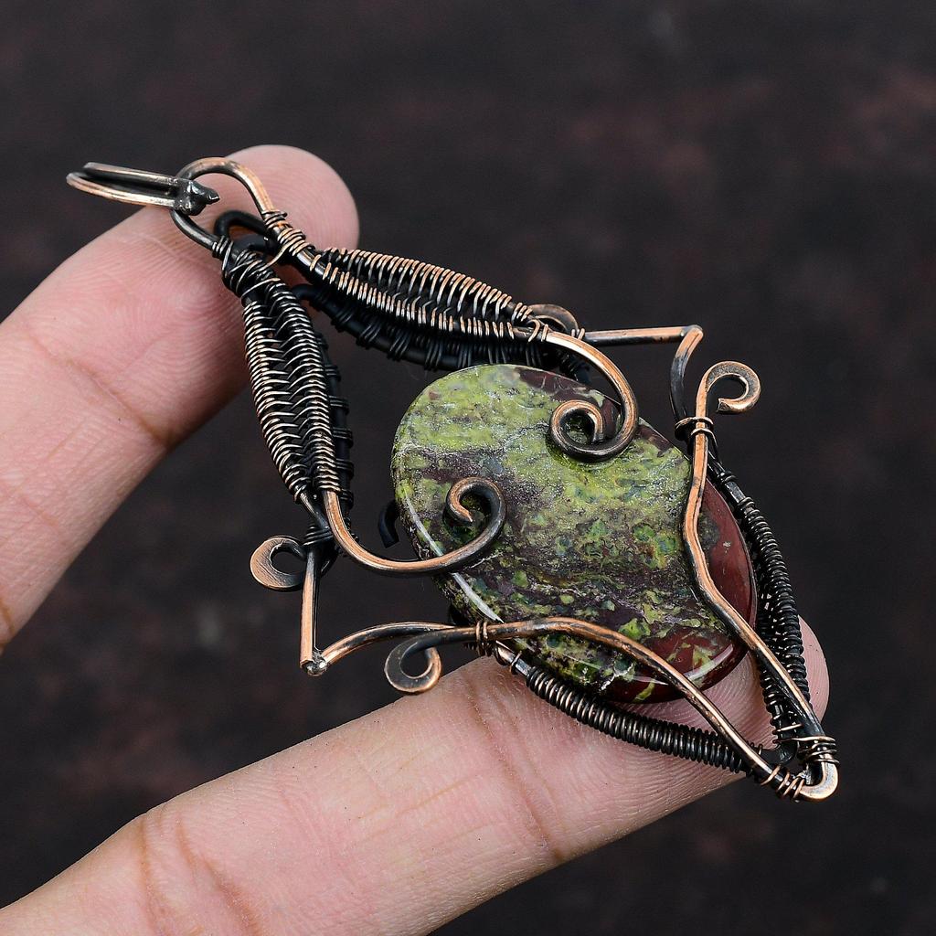 Dragon Bloodstone Pendant Copper Wire Wrapped Pendant Gemstone Handmade Pendant Dragon Bloodstone Jewelry Gift For Engagement Copper Jewelry